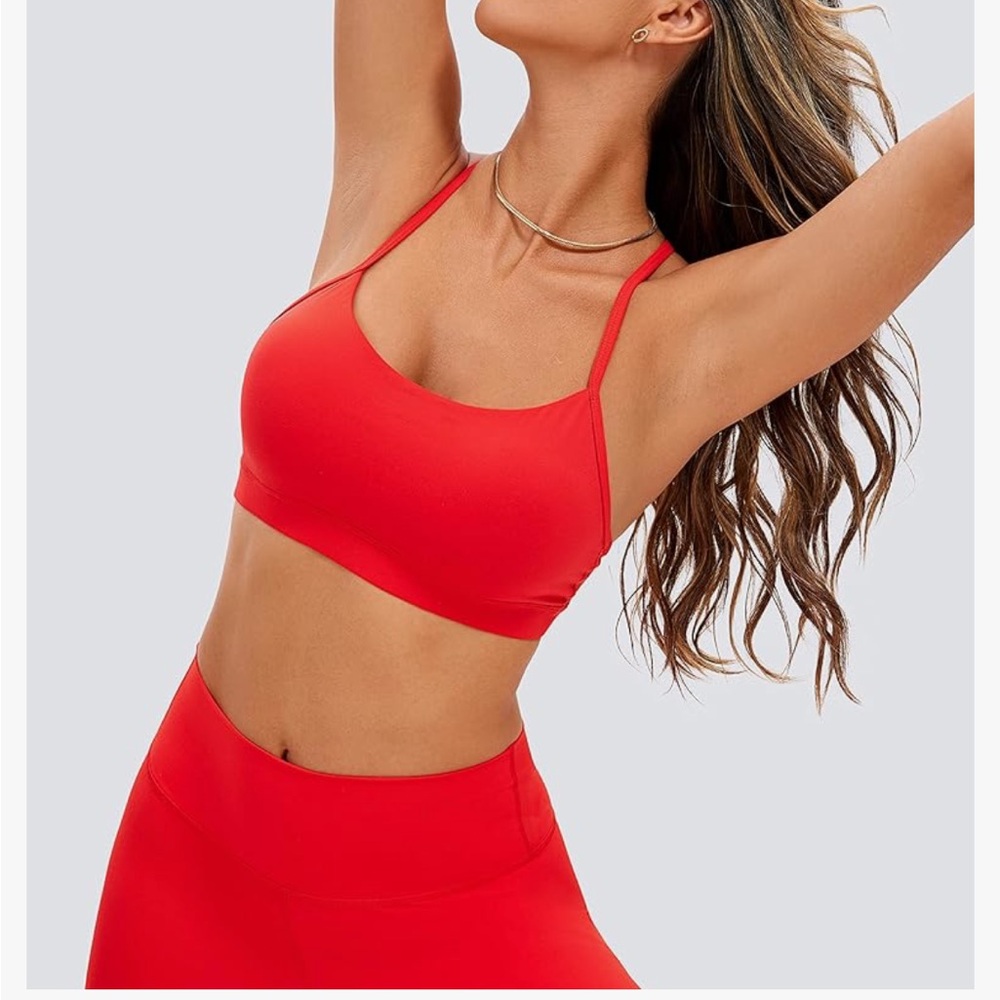 CRZ yoga red butterluxe Y back bra and leggings set size medium